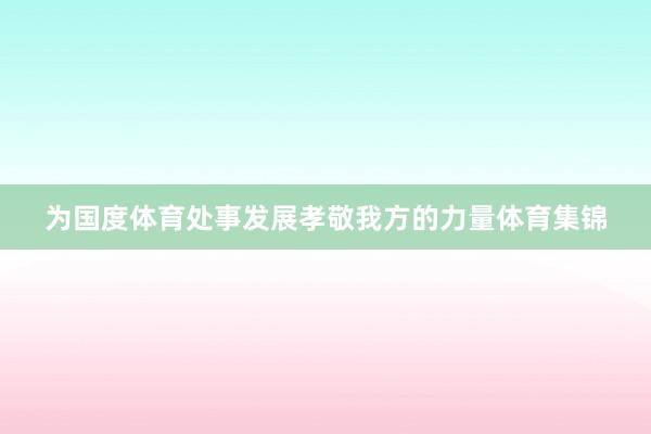为国度体育处事发展孝敬我方的力量体育集锦