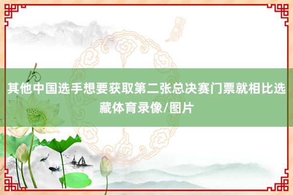 其他中国选手想要获取第二张总决赛门票就相比选藏体育录像/图片