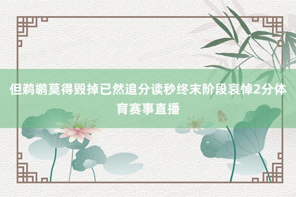 但鹈鹕莫得毁掉已然追分读秒终末阶段哀悼2分体育赛事直播