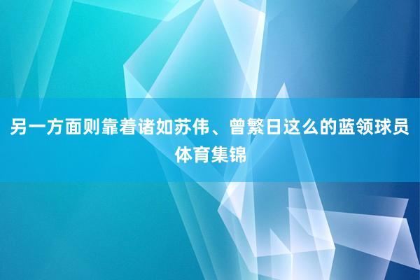 另一方面则靠着诸如苏伟、曾繁日这么的蓝领球员体育集锦