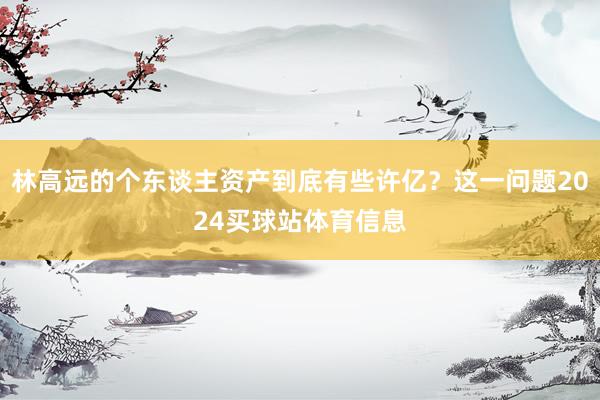 林高远的个东谈主资产到底有些许亿？这一问题2024买球站体育信息