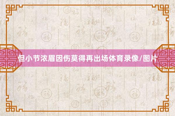 但小节浓眉因伤莫得再出场体育录像/图片