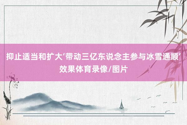 抑止适当和扩大‘带动三亿东说念主参与冰雪通顺’效果体育录像/图片