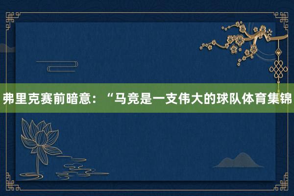 弗里克赛前暗意：“马竞是一支伟大的球队体育集锦