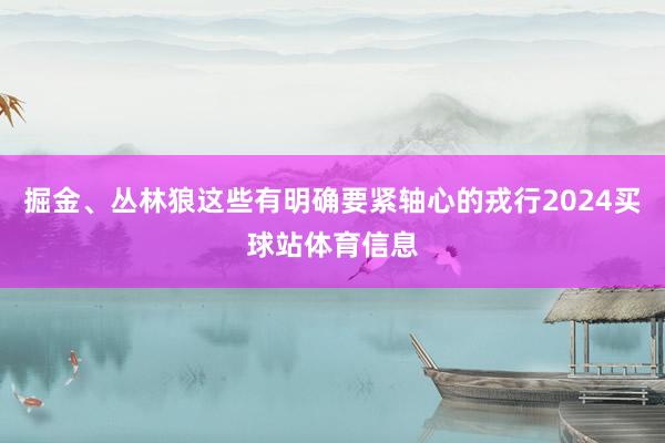 掘金、丛林狼这些有明确要紧轴心的戎行2024买球站体育信息
