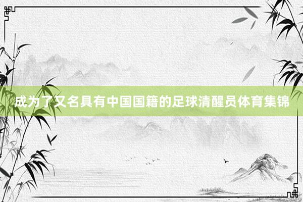 成为了又名具有中国国籍的足球清醒员体育集锦