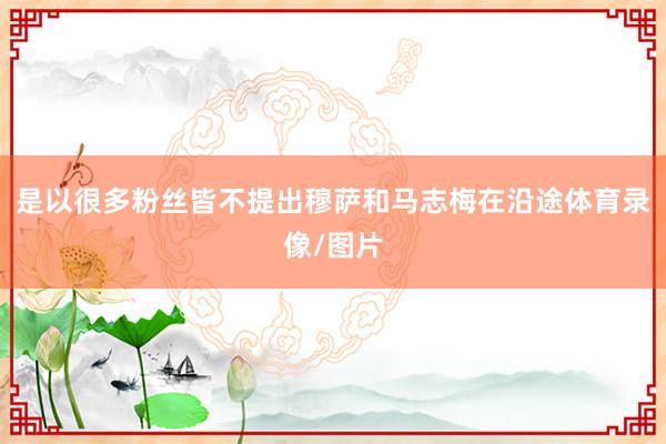 是以很多粉丝皆不提出穆萨和马志梅在沿途体育录像/图片