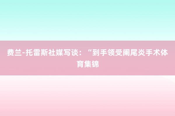费兰-托雷斯社媒写谈：“到手领受阑尾炎手术体育集锦
