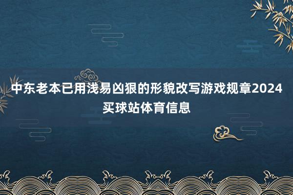 中东老本已用浅易凶狠的形貌改写游戏规章2024买球站体育信息