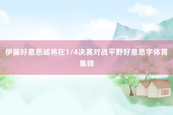 伊藤好意思诚将在1/4决赛对战平野好意思宇体育集锦